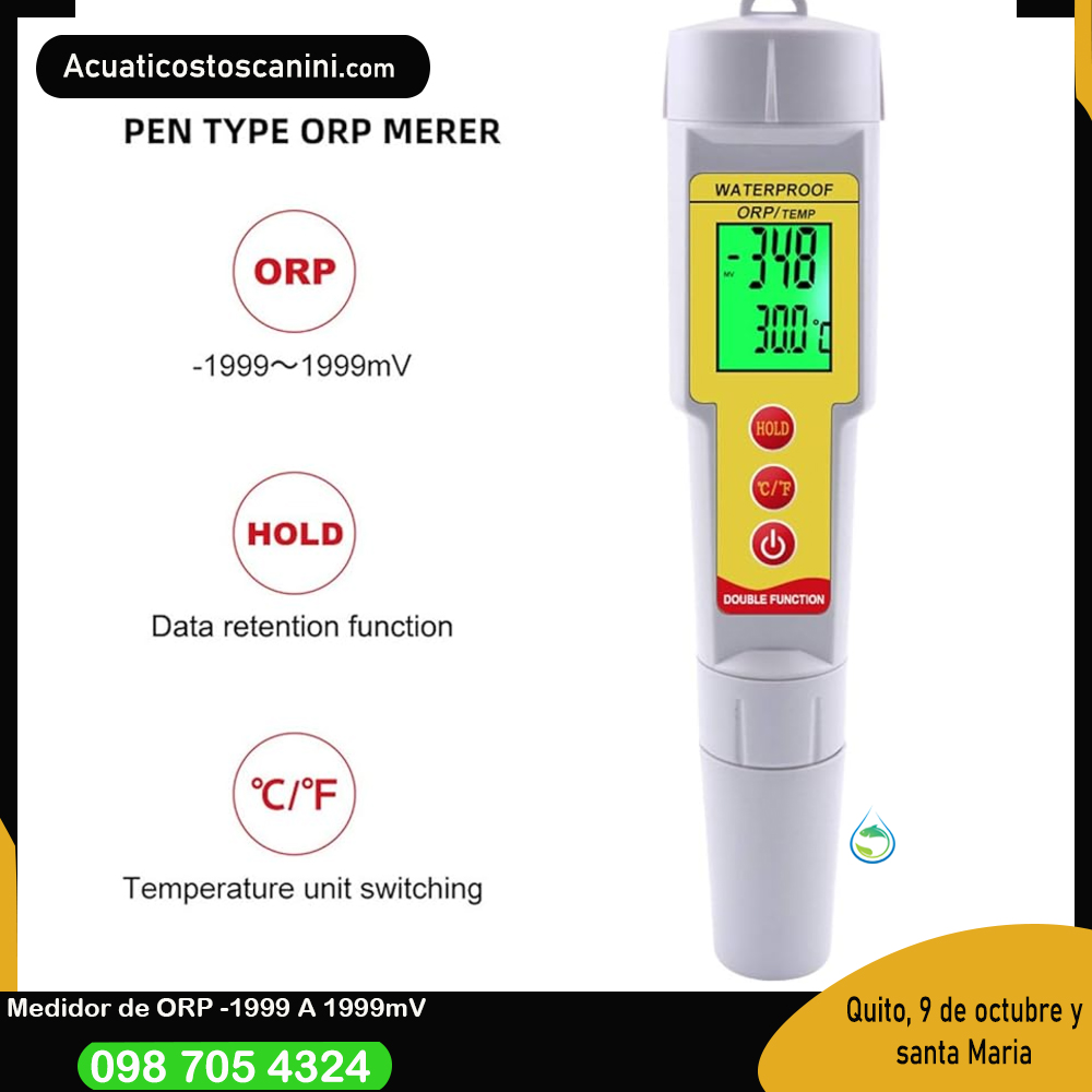 Tester Orp Digital +-1000mV Potencial óxido Reducción