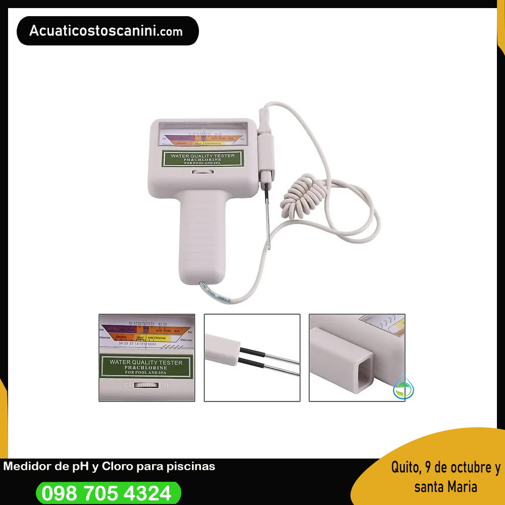Tester Medidor de pH y Cloro Analógico para piscinas agua líquidos 