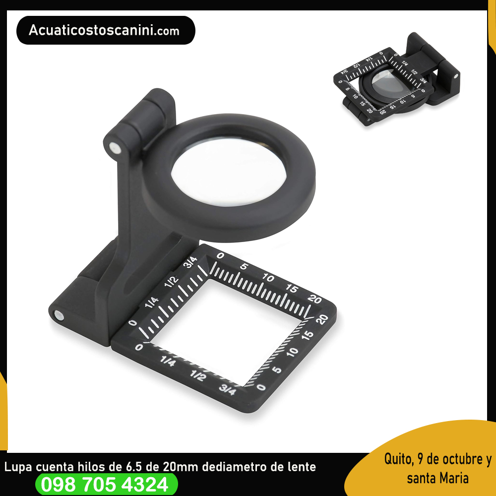 Cuenta hilos con lente circular de 20mm de diametro y 6.5x de aumento