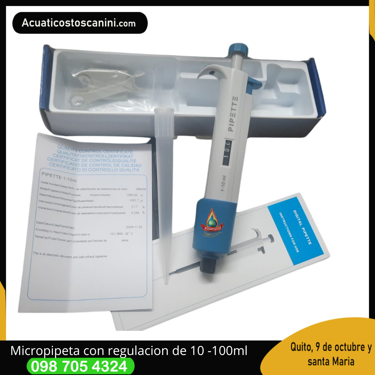 Micropipeta o Pipetador de alto volumen de 1 a 10ml