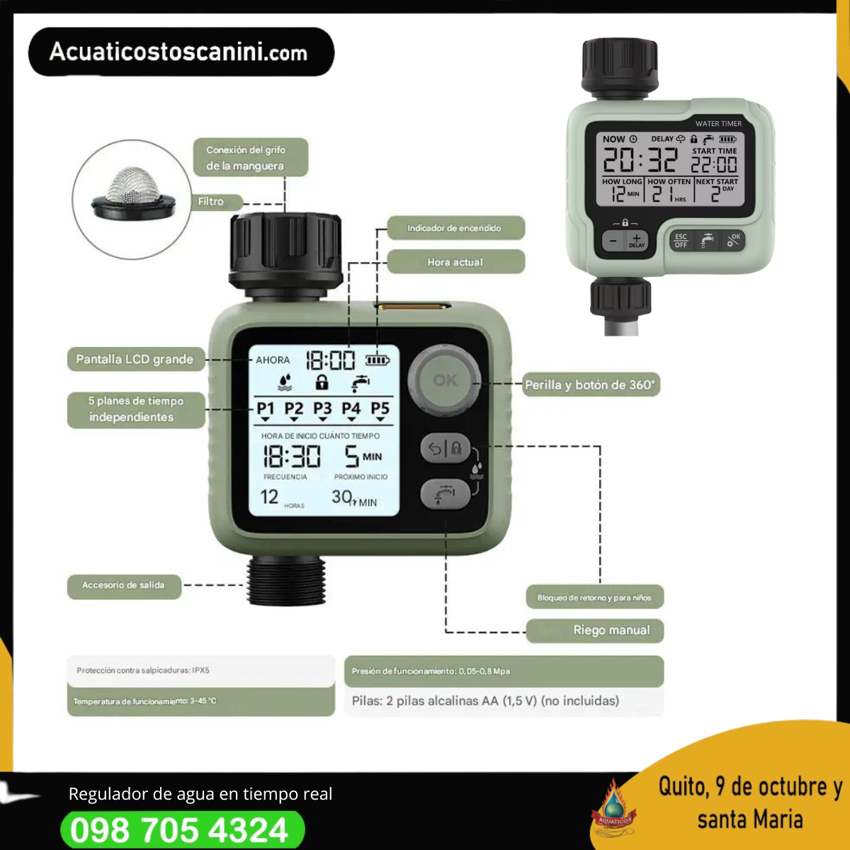 Temporizador Automático de Riego Reswat HCT-322