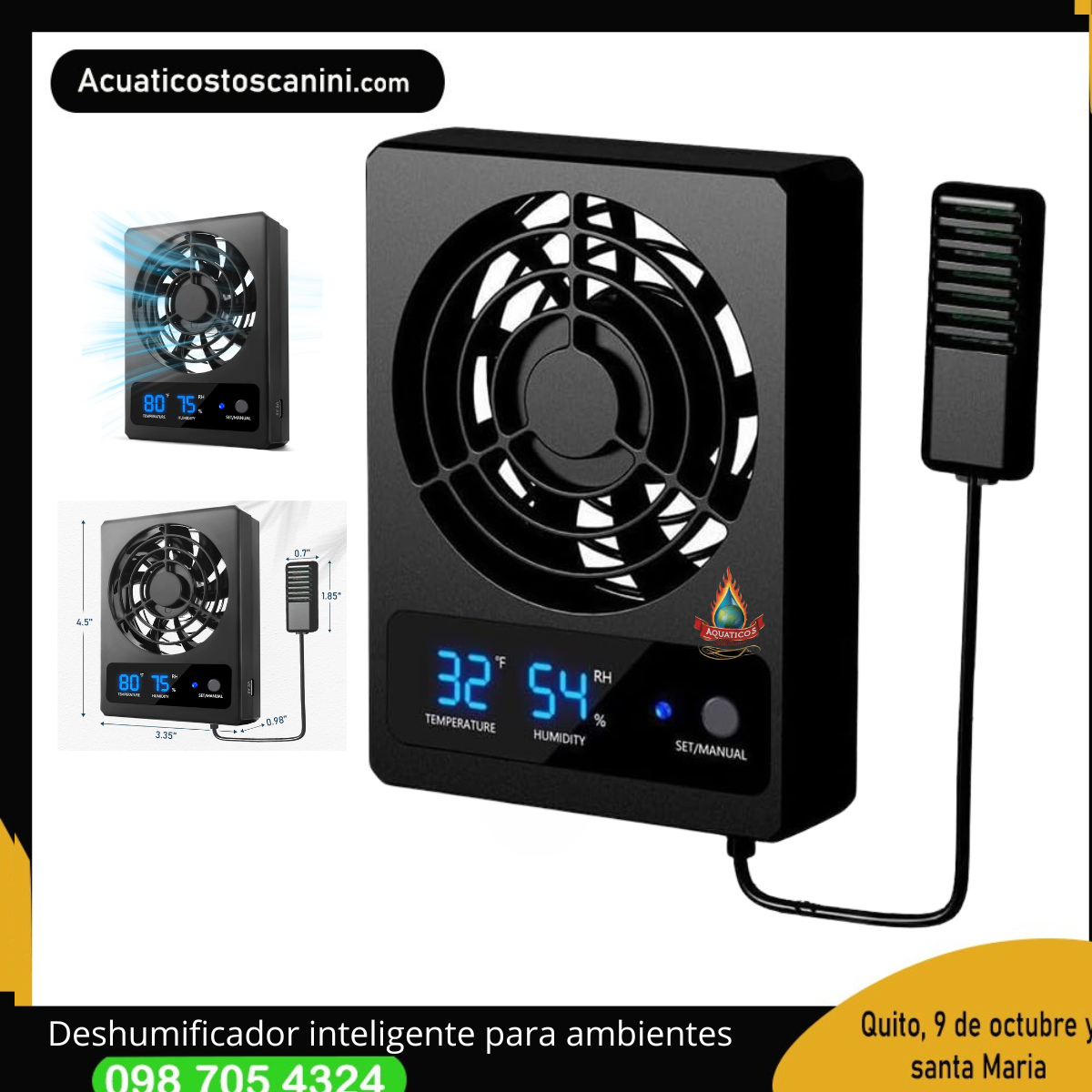 Ventilador de enfriamiento de reptiles para terrarios /Deshumificador para ambientes