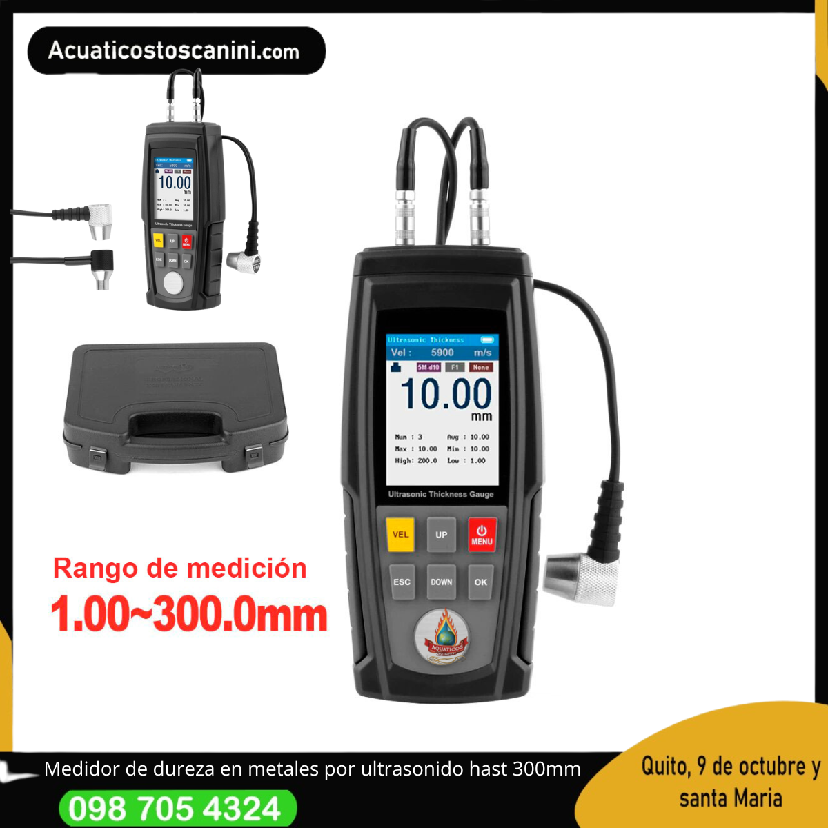 Medidor ultrasonico de dureza en metalesprofesional 300mm WT130A