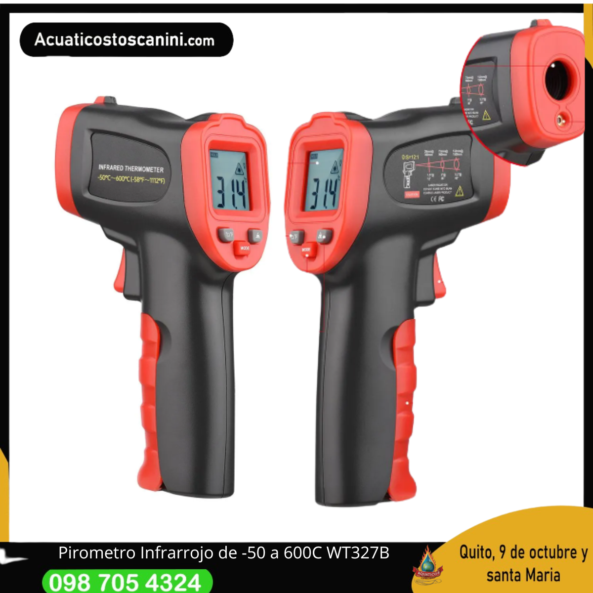 Termometro digital infrarrojo laser -50 a 600C