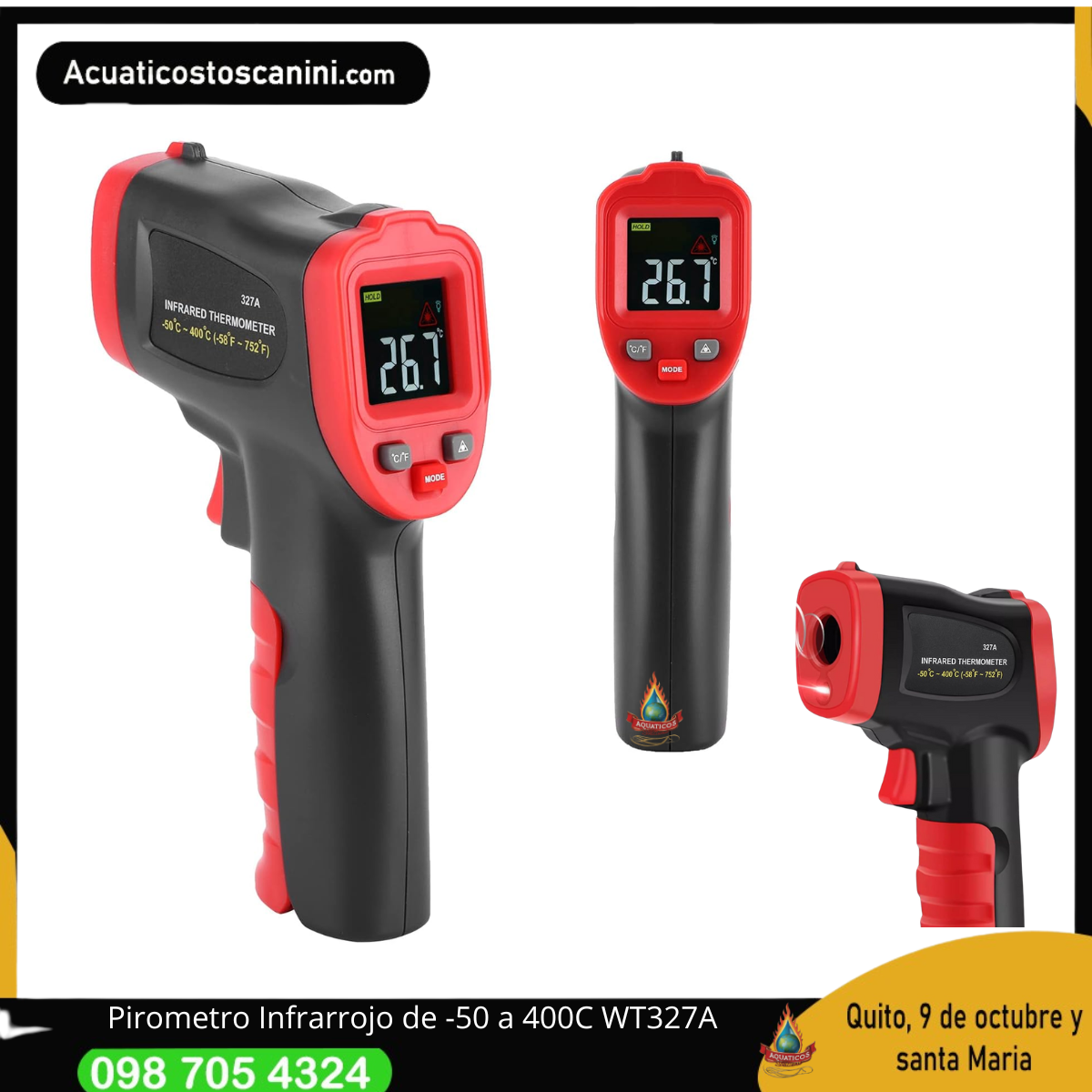 Termometro digital infrarrojo laser -50 a 400C