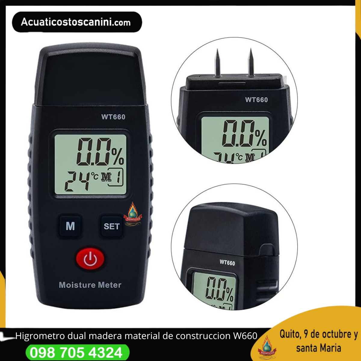 Medidor de humedad dual madera material de construccion W660