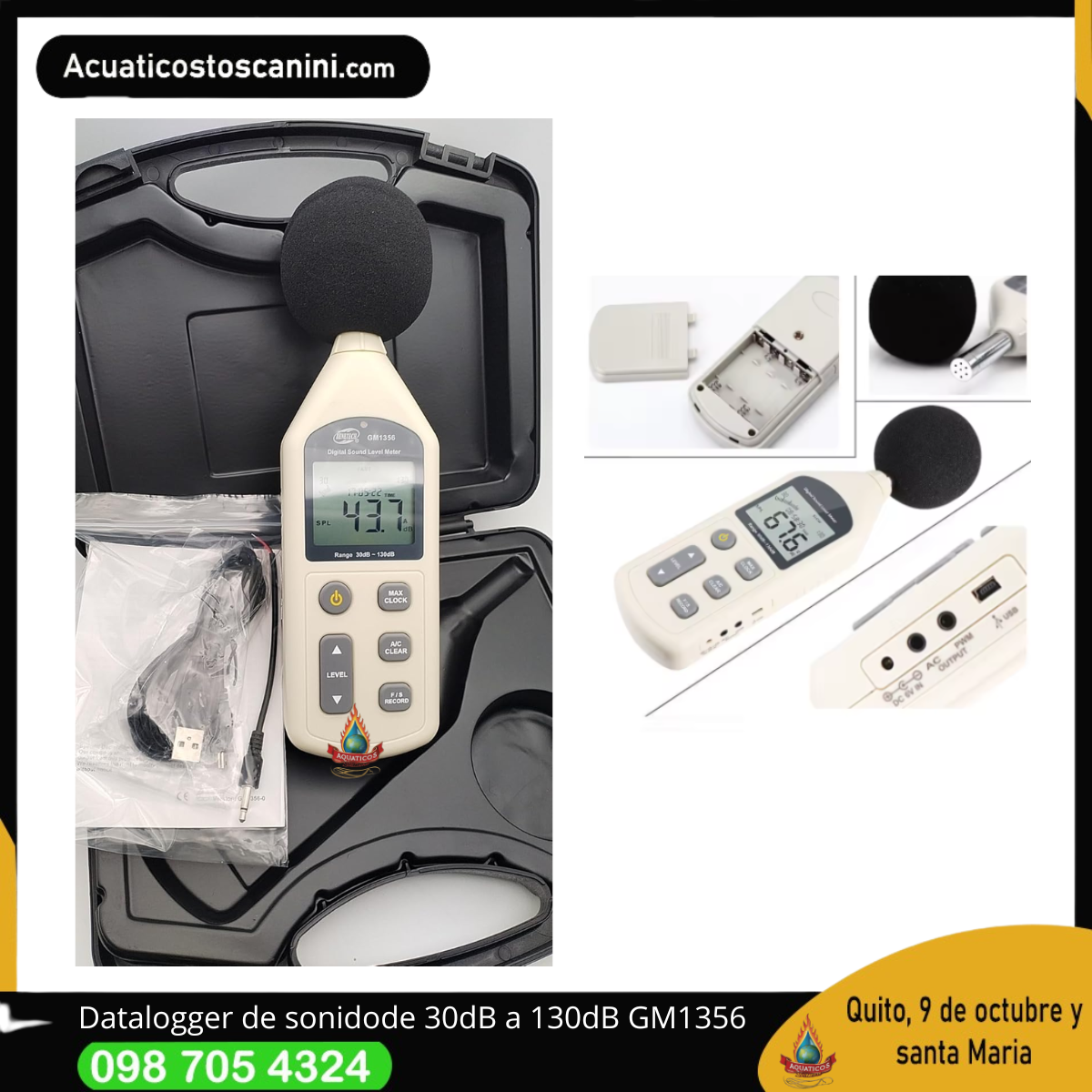 Registrador de ruido data logger 4700 puntos 