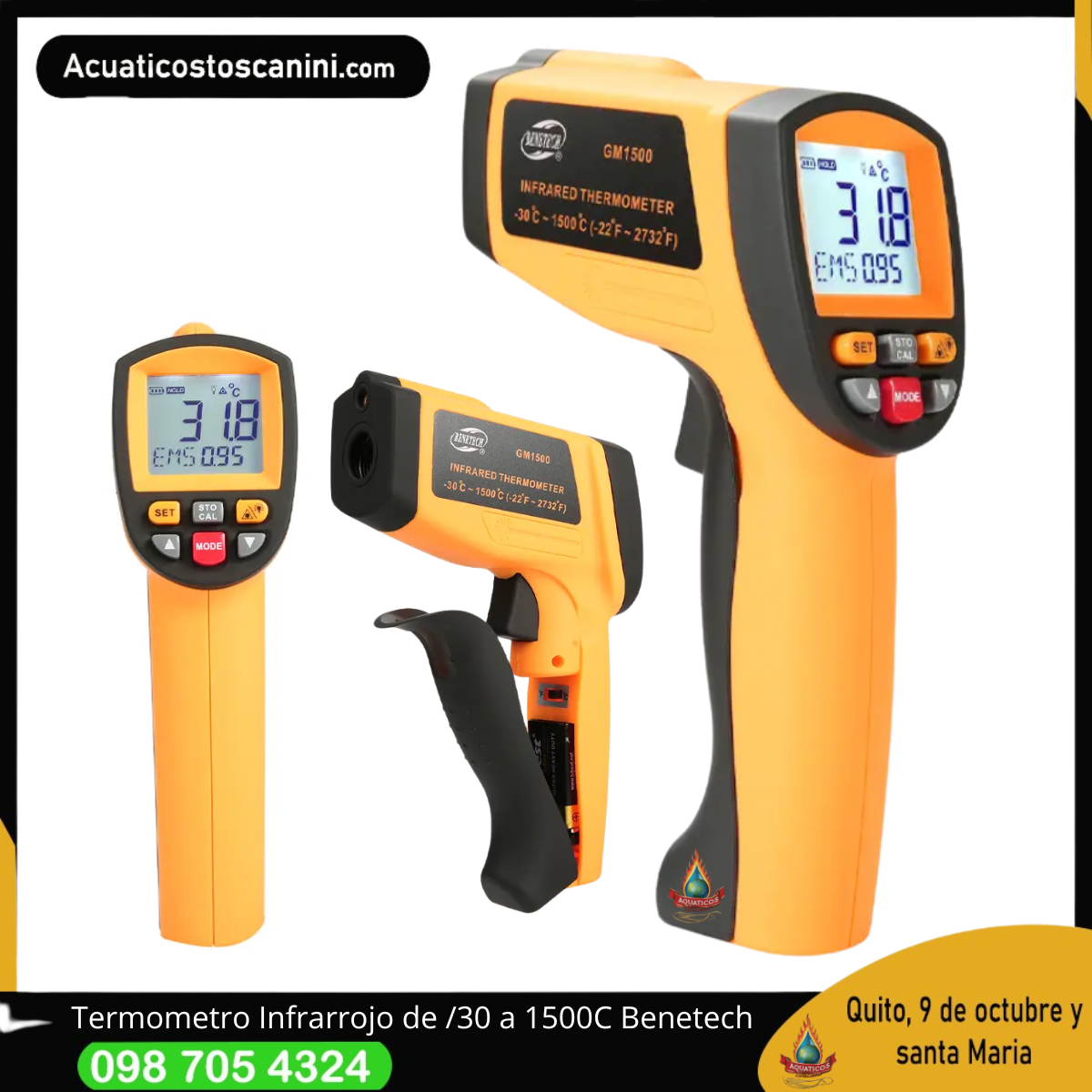 Termometro industrial infrarrojo 1500 C BENETECH