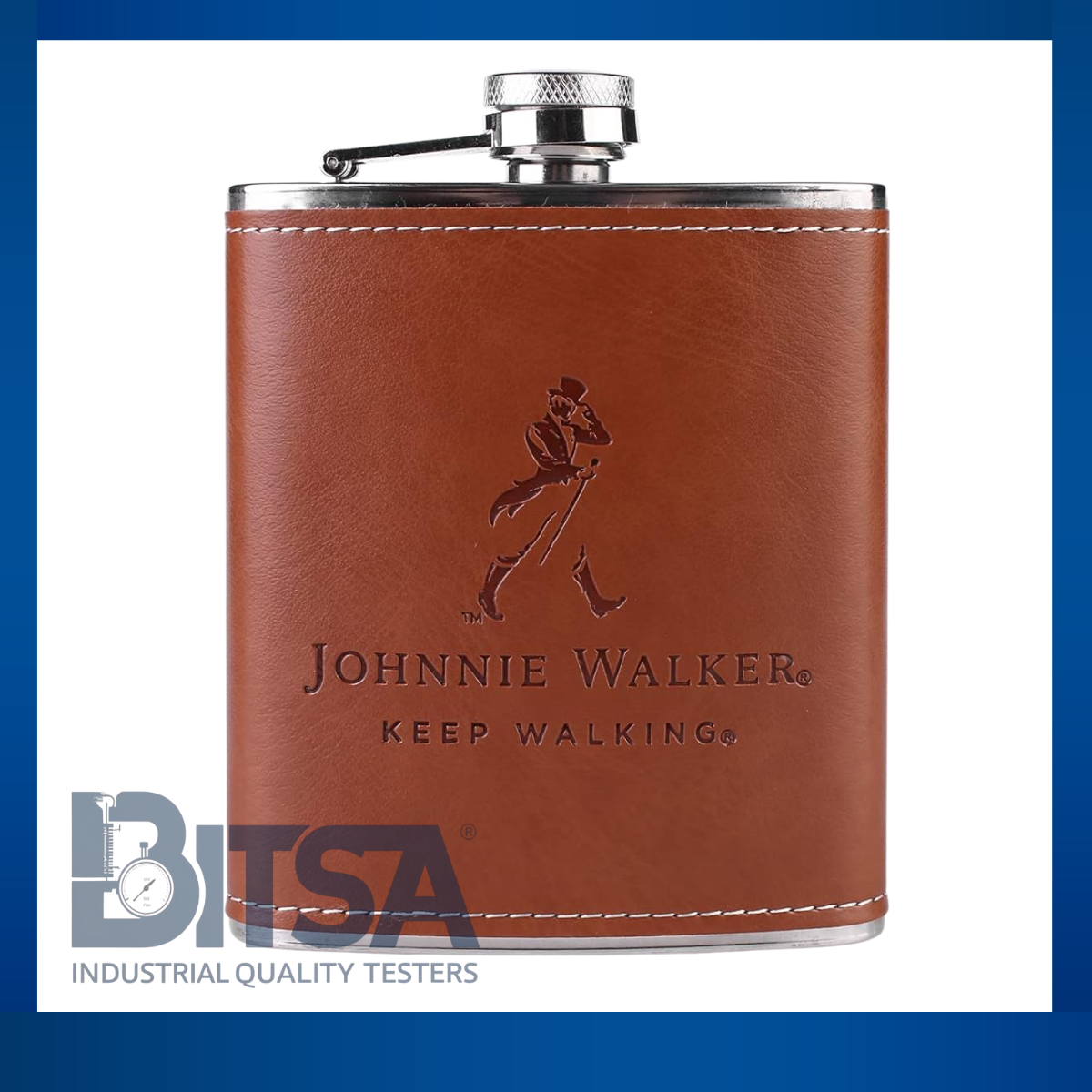 Caminera Licorera de Acero Inoxidable 8oz 2 Vasos 1 Embudo Jonnie Walker 207ml para whisky