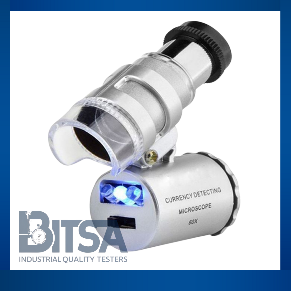 Mini Microscopio 60x Color Plata CON luz led UV lupa con enfoque  preciso