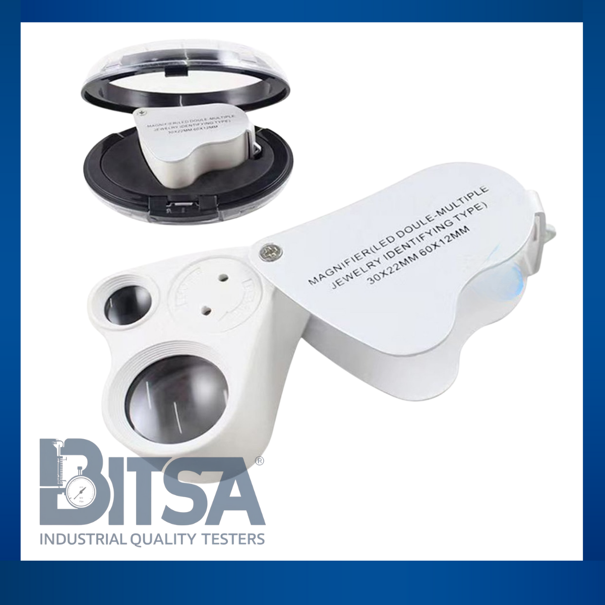 Mini Microscopio 30X 60X Con Case luz led UV lupa metálica 