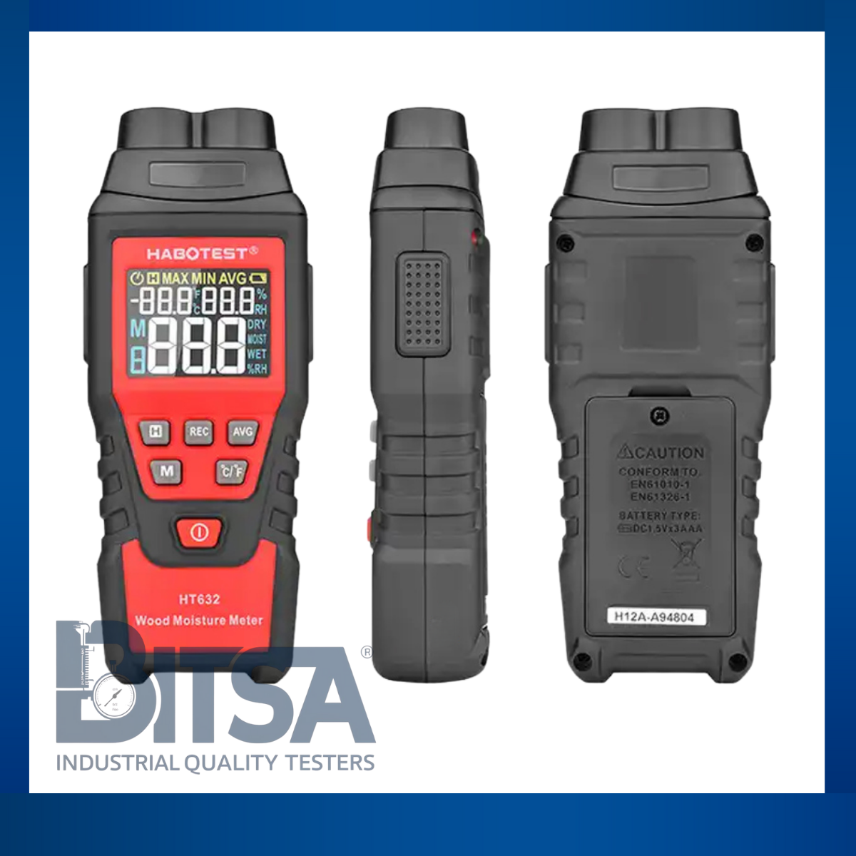 Medidor De Humedad Profesional Ht632 Para Madera Pared dual con pines y medición directa