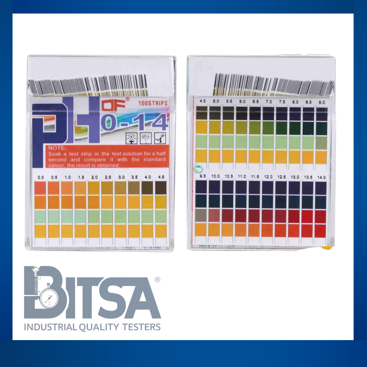 Test strips papel ph 0.0-14.00 100 tirillas con decimal 0.5 de precisiòn