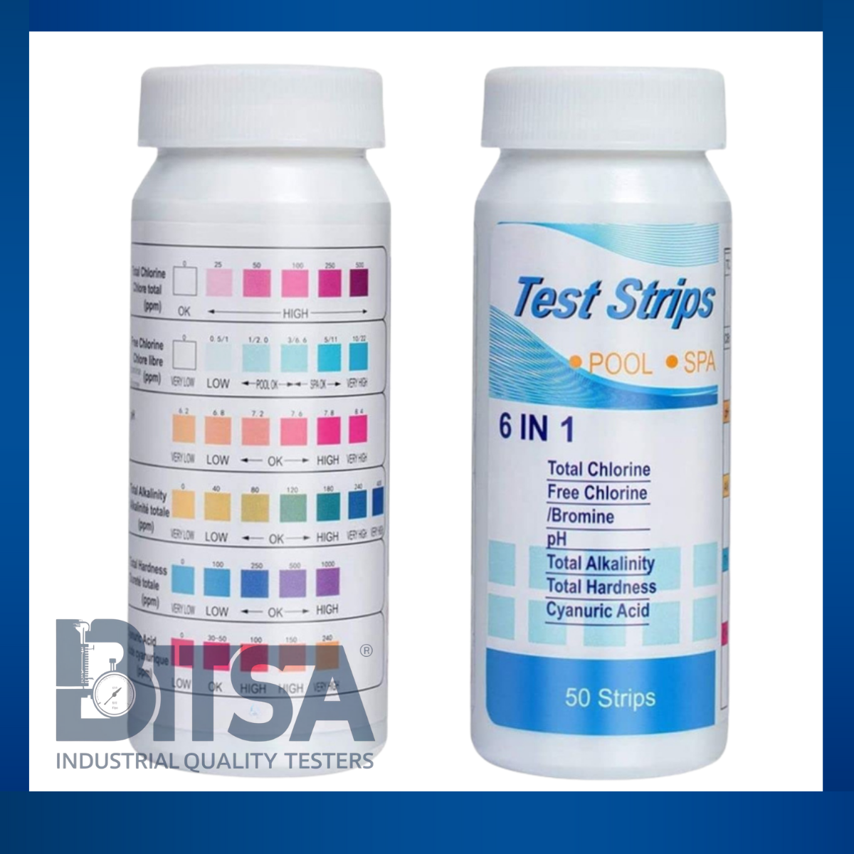 Test Papel pH 6 Parámetros en 1 Tirillas 