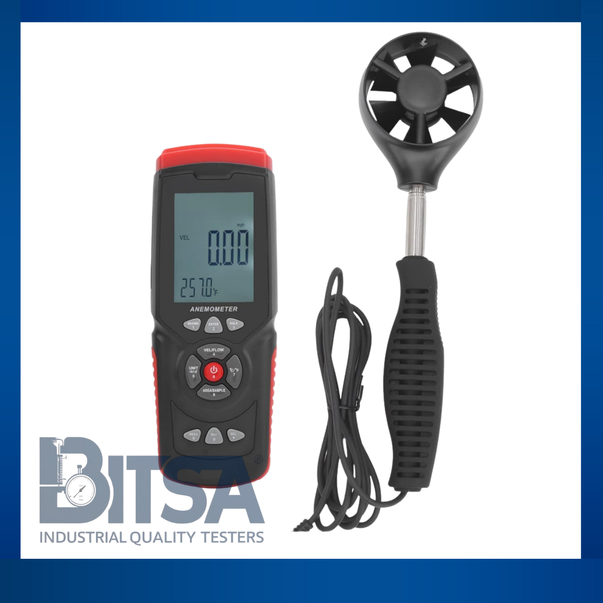 Anenometro de 0 1 45 m/s con 4 unidades de conversion y temperatura