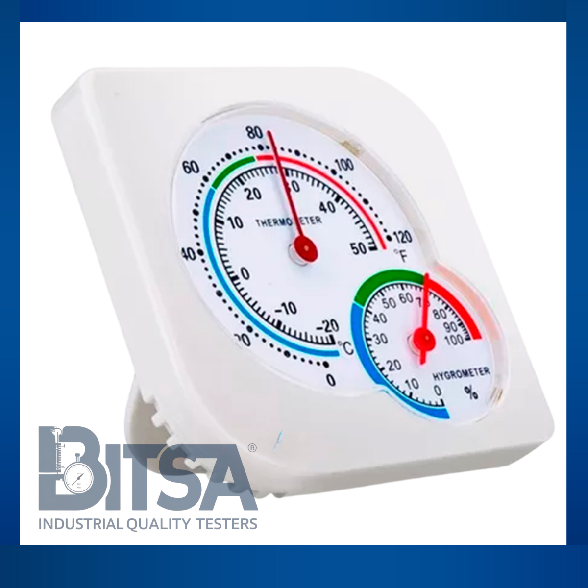 Termohigrómetro Analógico abs Pequeño Color Blanco para cuartos o ambiente 