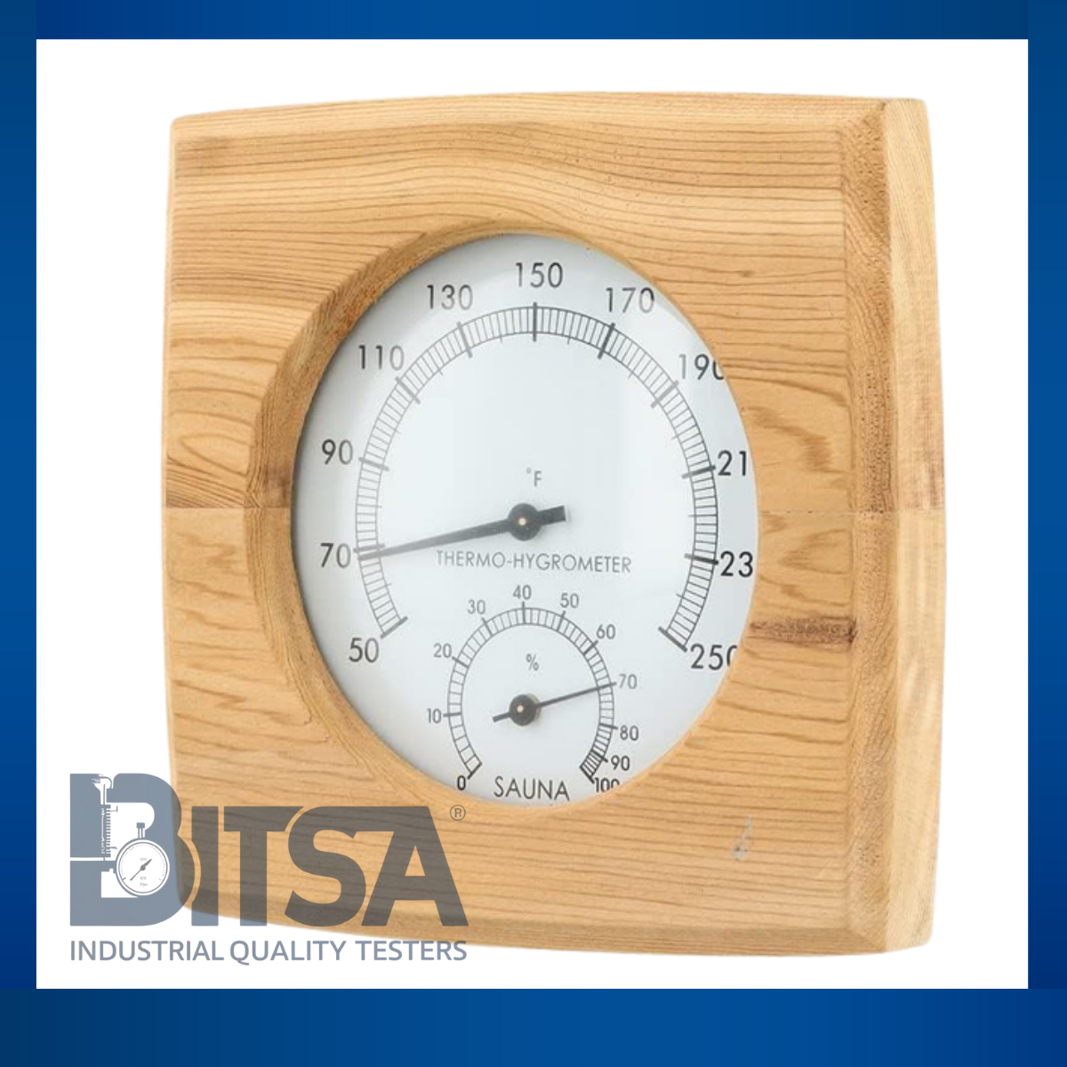 Termohigrómetro De Madera Analógico para Sauna  temperaturas altas