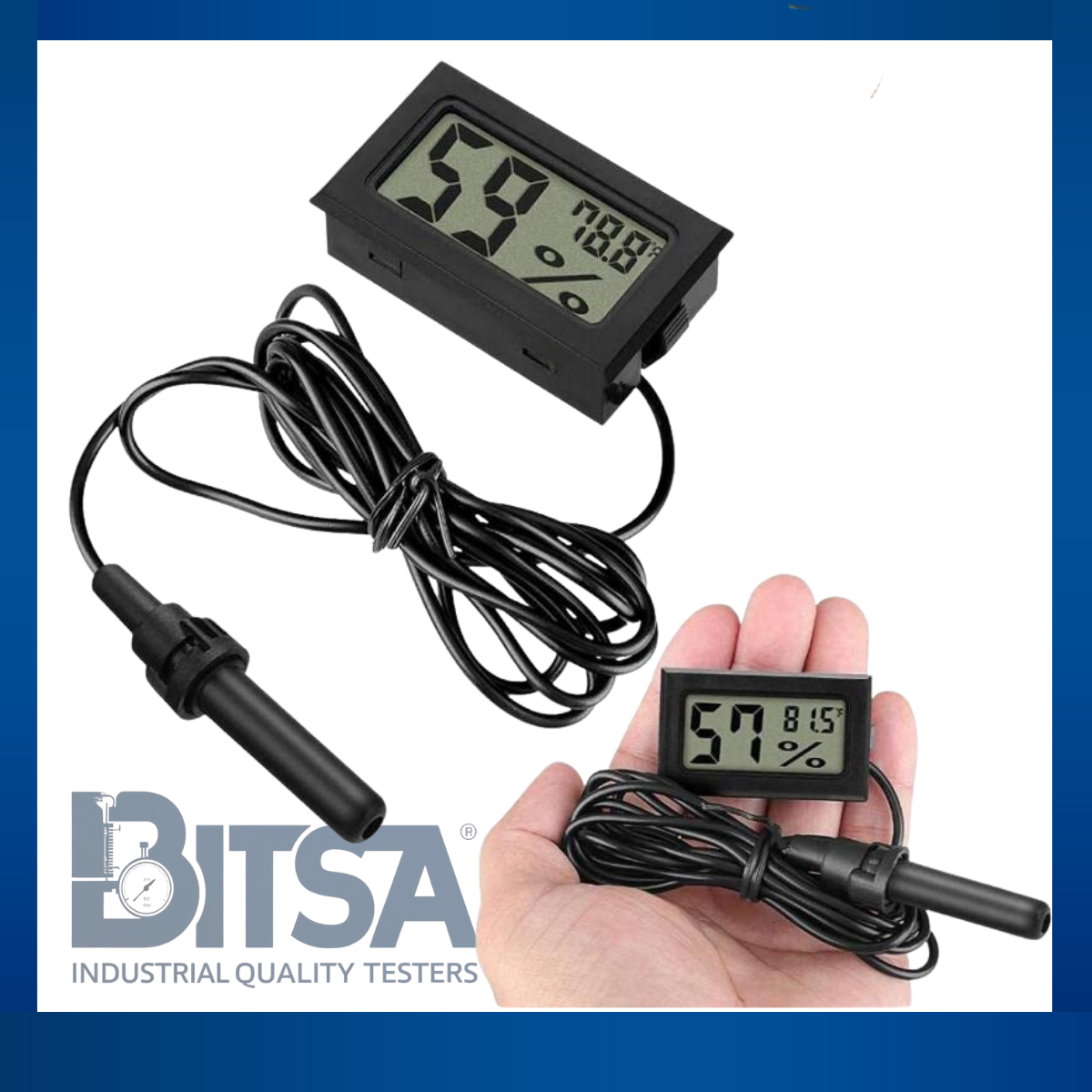 Termohigrómetro Con Sonda 1.5m para terrarios ambiente Incubadoras