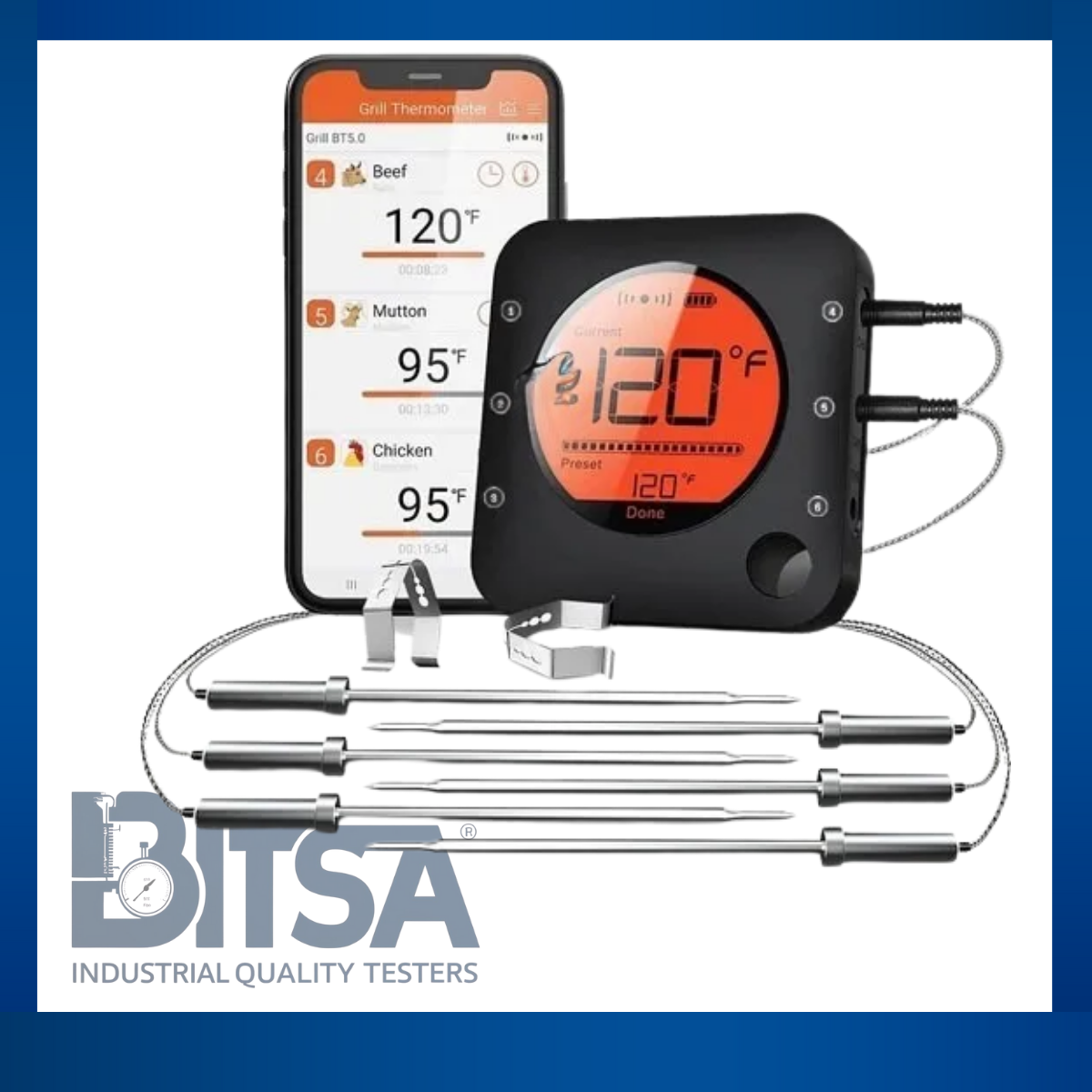 Termometro Digital Bbq Con 6 Sondas Con Bluetooth