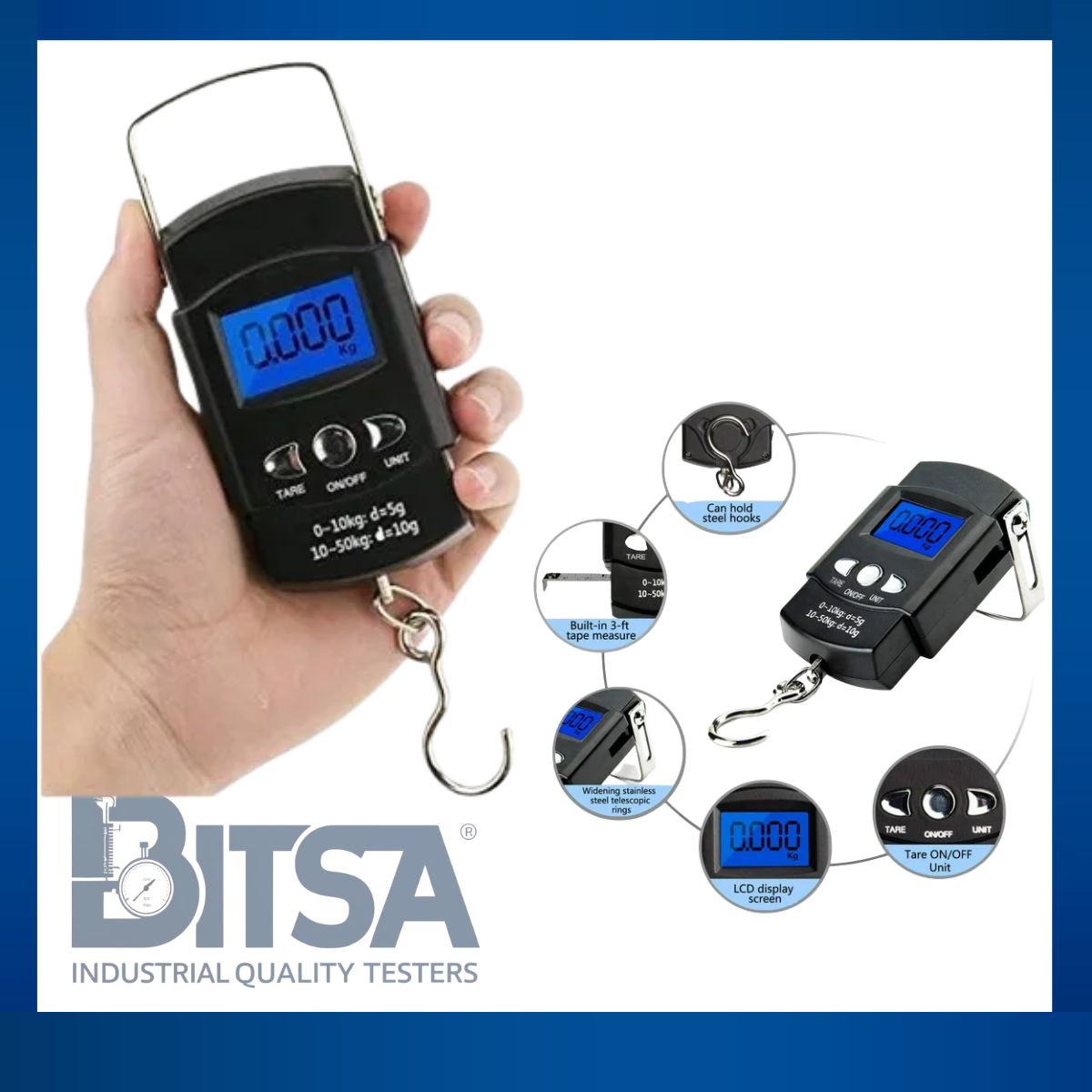 Bascula de Pesca hasta 50 Kg pantalla Led 