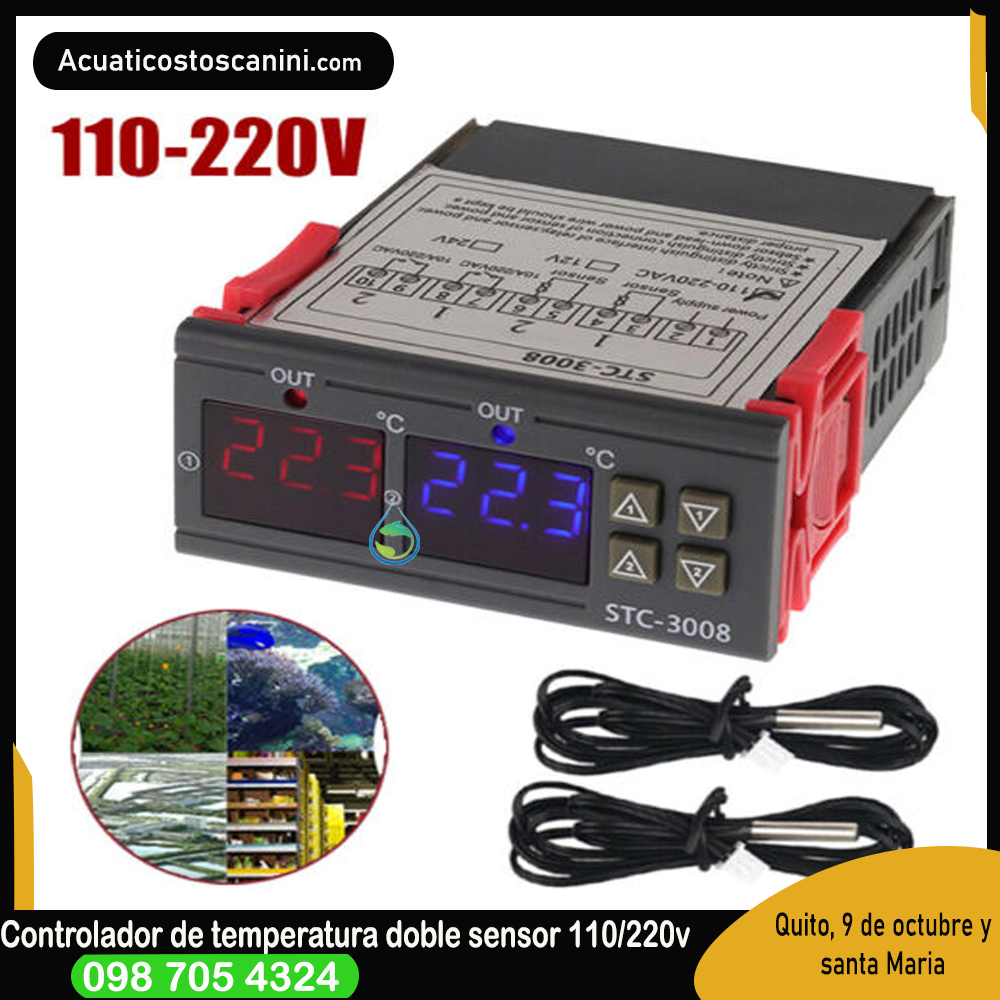 StTC-3008 Ac 110-220v Termostato Digital Controlador Doble Sonda