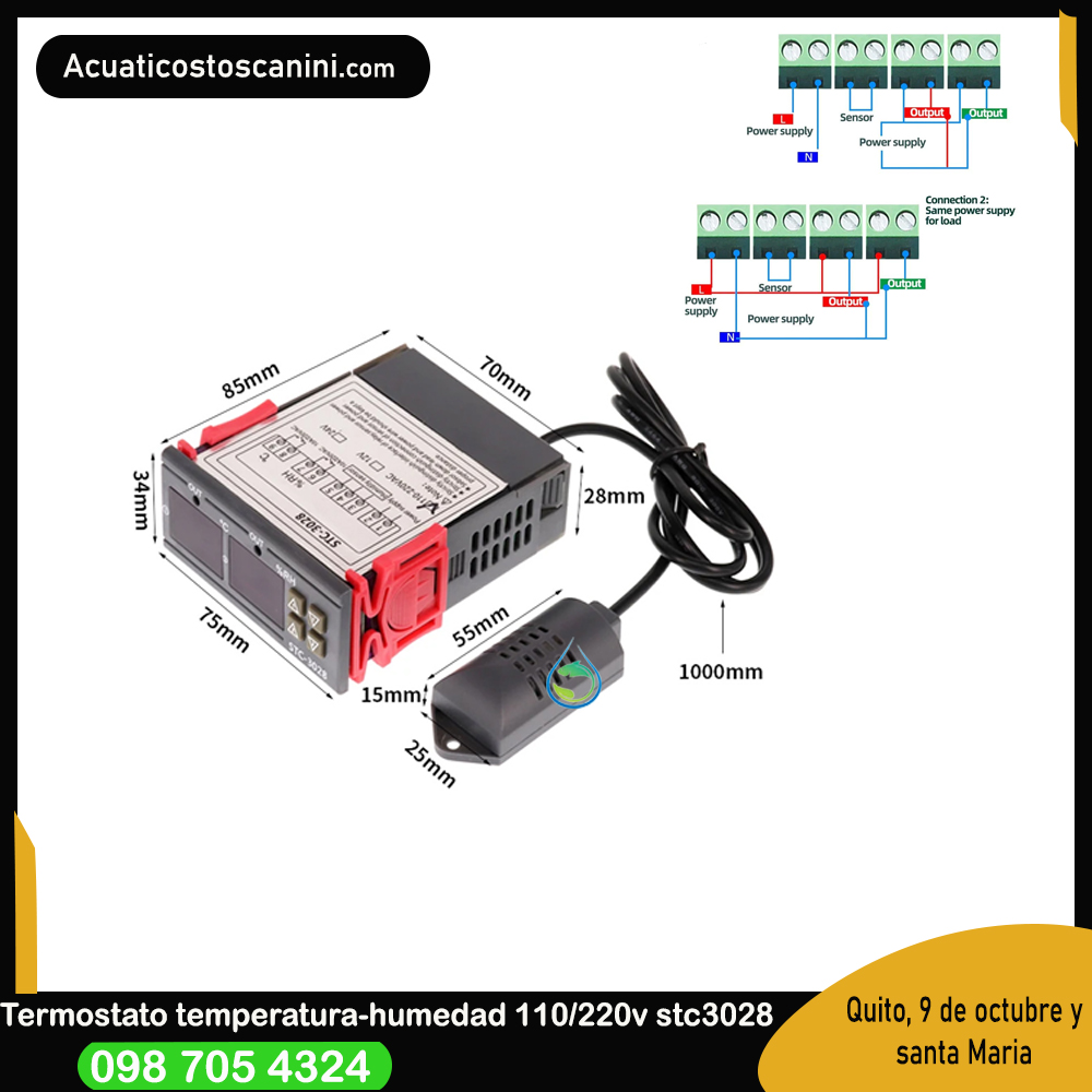 STC- 3028 Ac 110-220V Controlador De Temperatura / Humedad Digital para Incubadoras cámaras cerradas