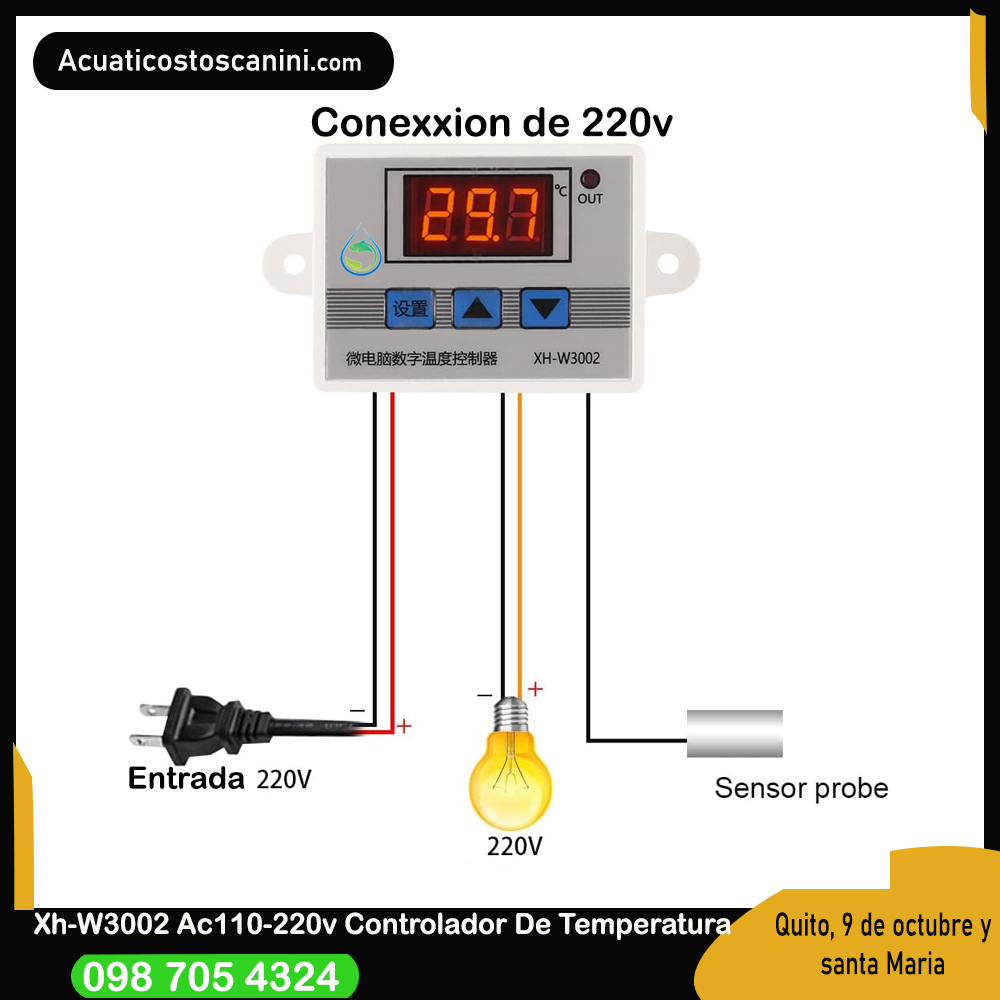 Termostato Digital XH-W3002 A 110-220V Potencia 1500W Controlador De Temperatura
