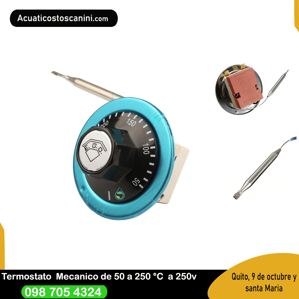 Termostato Analógico 50 A 250 grados Centígrados 2 pines 0.7M con sonda