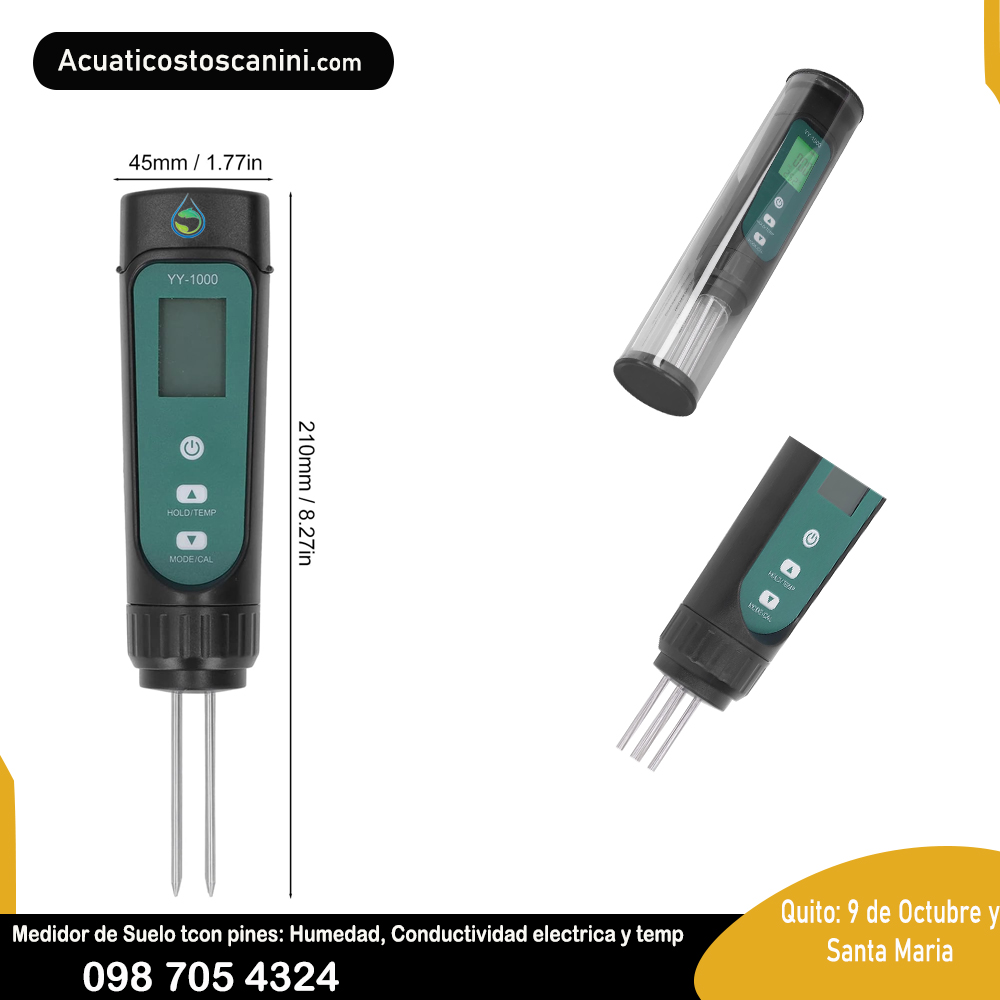 Higrómetro termómetro y Conductímetro de Suelo Digital Con 4 Pines De Lectura Medidor  EC