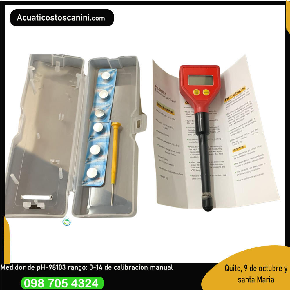 Ph Metro Digital Doble Decimal Tipo Pluma Con Calibracion Manual 103 ph 0-14