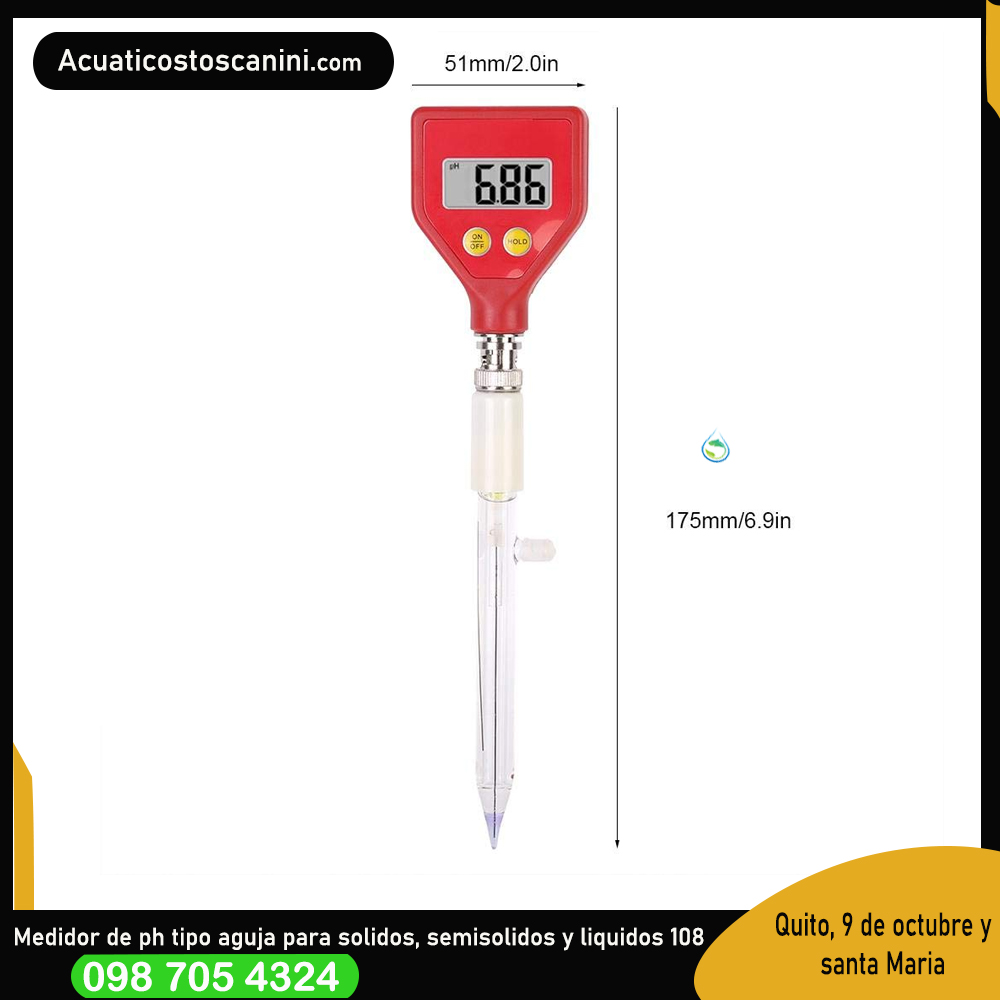 Ph Metro Digital Doble Decimal Electrodo redondo lectura directa en superficies ph queso leche ph108