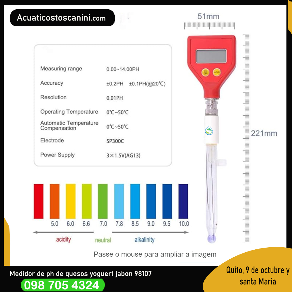 ph metro digital Doble Decimal tipo pluma calibración Manual Electrodo de Cristal Tipo Aguja  ph 0-14 ´ph107